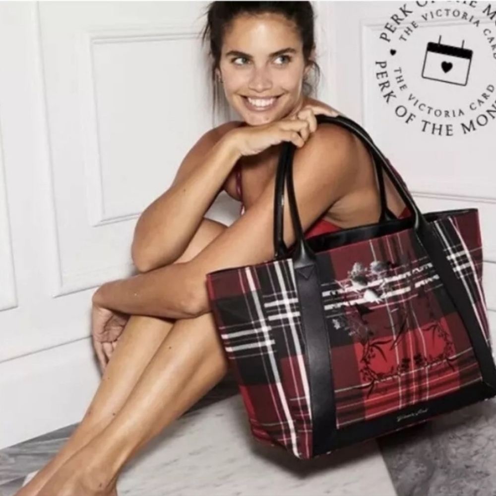 Victoria's Secret Plaid Tote - Black and Red